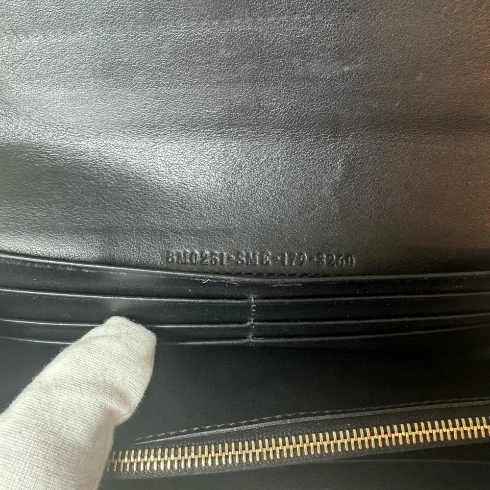 Fendi Women’s Black Long Leather Wallet with Gold Accent